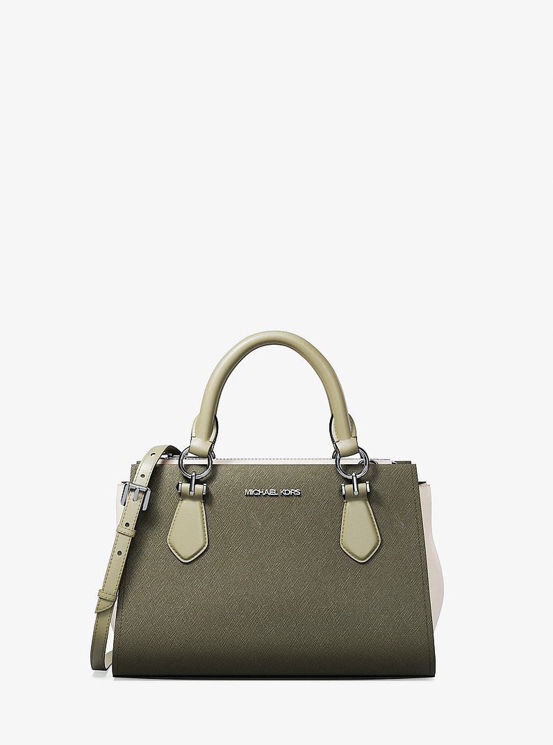 Marilyn Small Color-Block Saffiano Leather Messenger Bag in OLIVE COMBO | Michael Kors