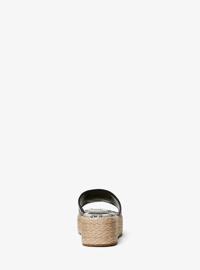 Sandalia de cu&ntilde;a Sadler de yute y jacquard con logotipo in NATURAL/NEGRO | Michael Kors