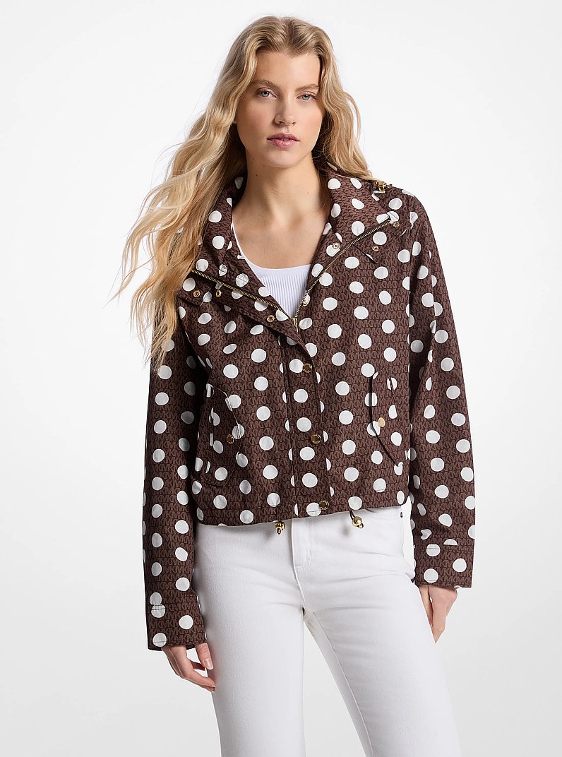Chaqueta de lunares y cir&eacute; con logotipo exclusivo in CHOCOLATE | Michael Kors