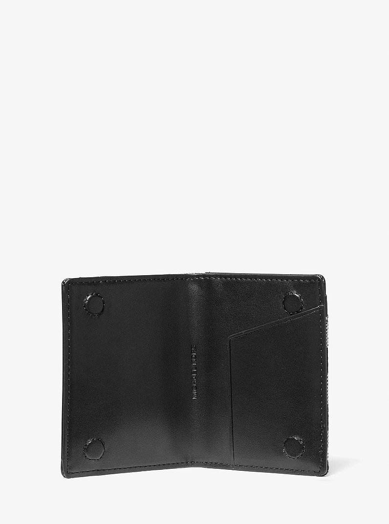 Cooper Logo Jacquard Bi-Fold Wallet in BLACK | Michael Kors