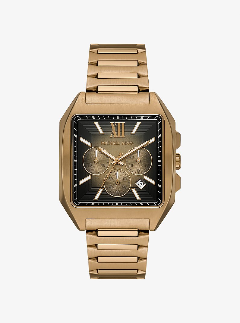 Hayes Oversized Brushed Beige Gold-Tone Sport Watch in BEIGE GOLD | Michael Kors