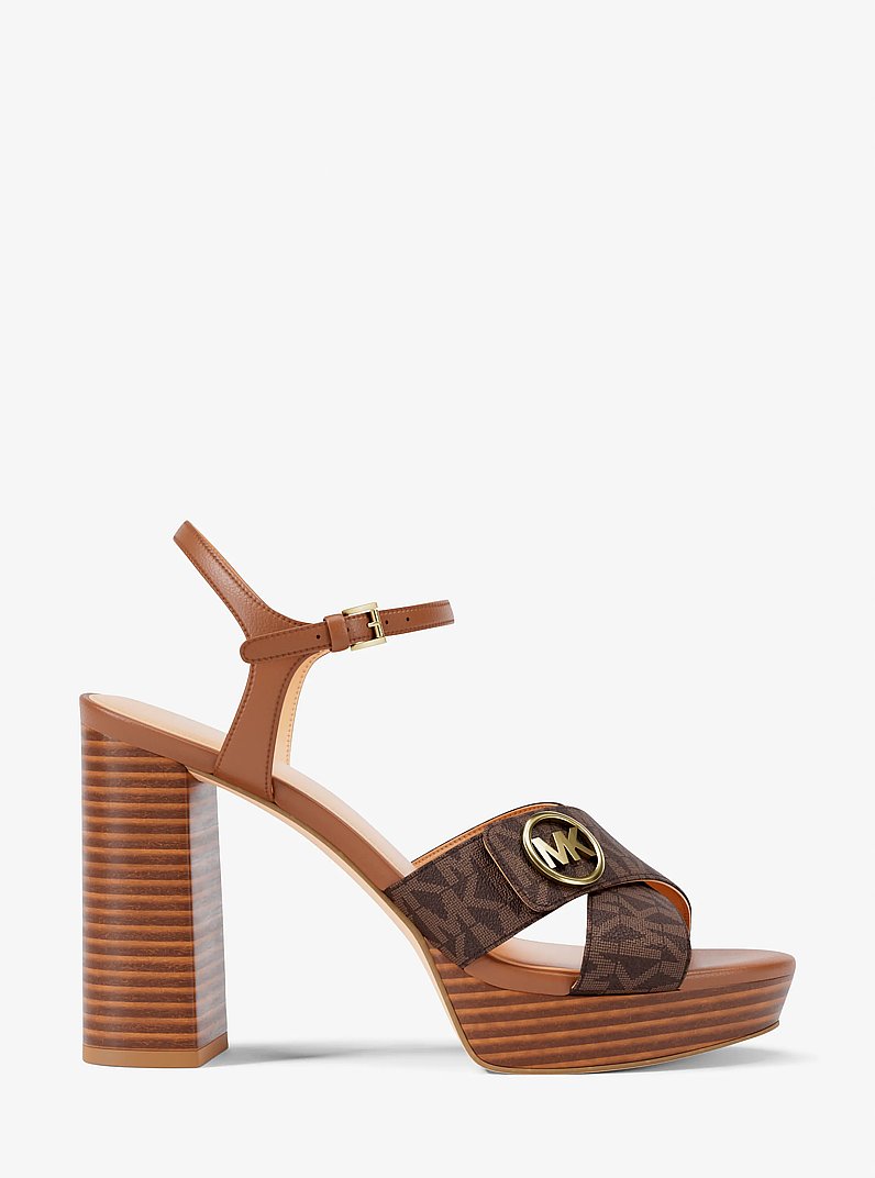 Hannah Signature Logo Platform Sandal in MARR&Oacute;N | Michael Kors