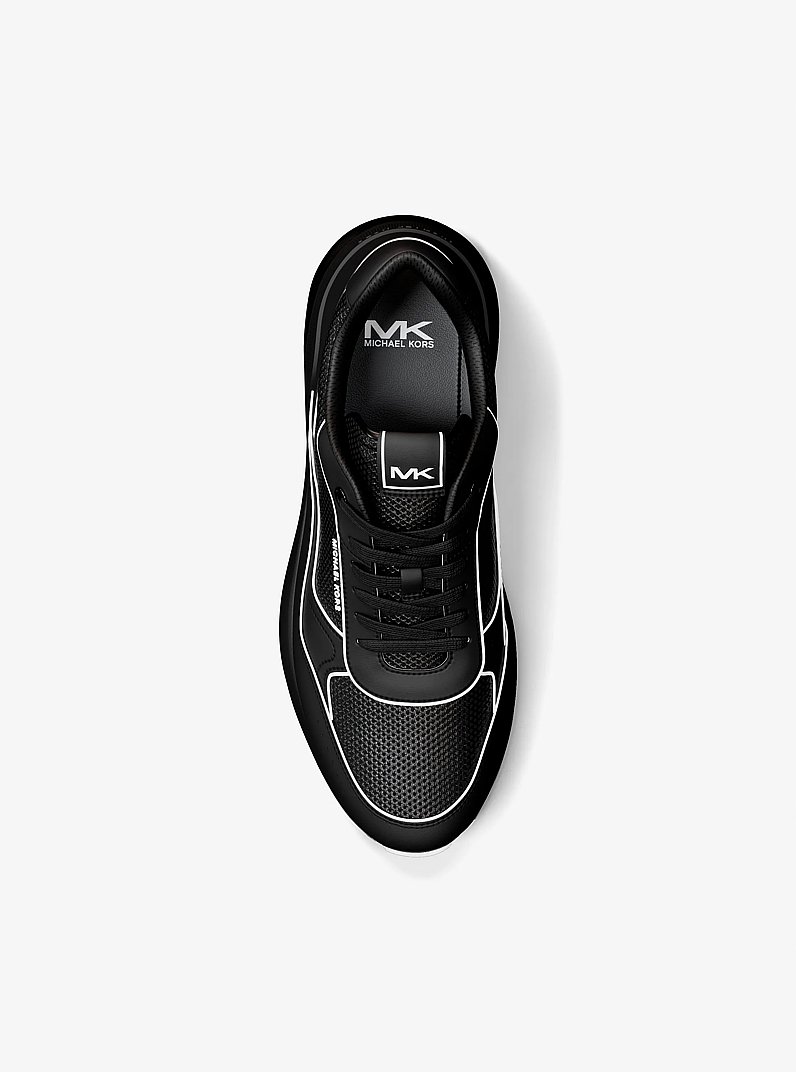 Trevor Leather and Mesh Trainer in BLACK/WHITE | Michael Kors