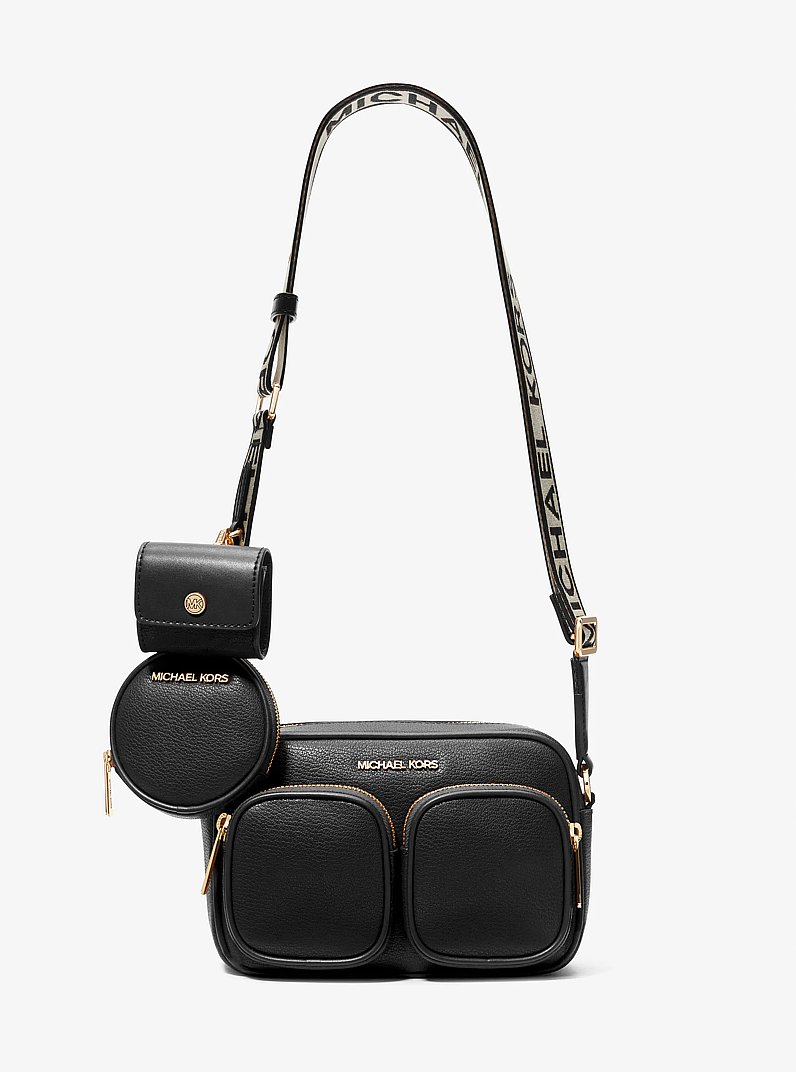 Sac &agrave; bandouli&egrave;re Jet Set de taille moyenne en cuir avec &eacute;tui pour AirPods&nbsp;Pro&reg; d'Apple in NOIR | Michael Kors
