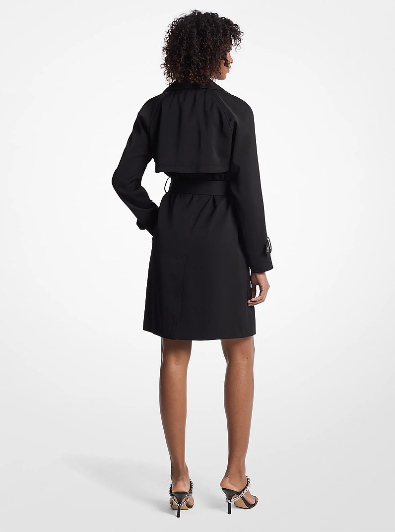 Draped Woven Trench Coat in BLACK | Michael Kors