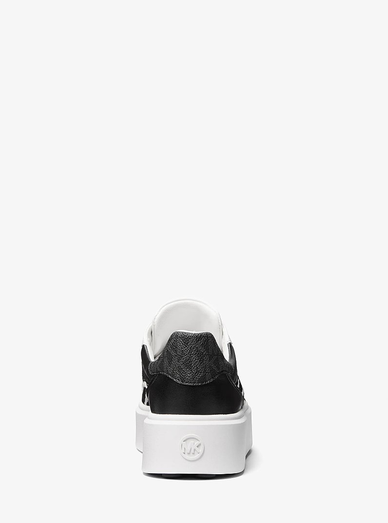 Romey Mixed-Media Platform Sneaker in BLACK/WHITE | Michael Kors