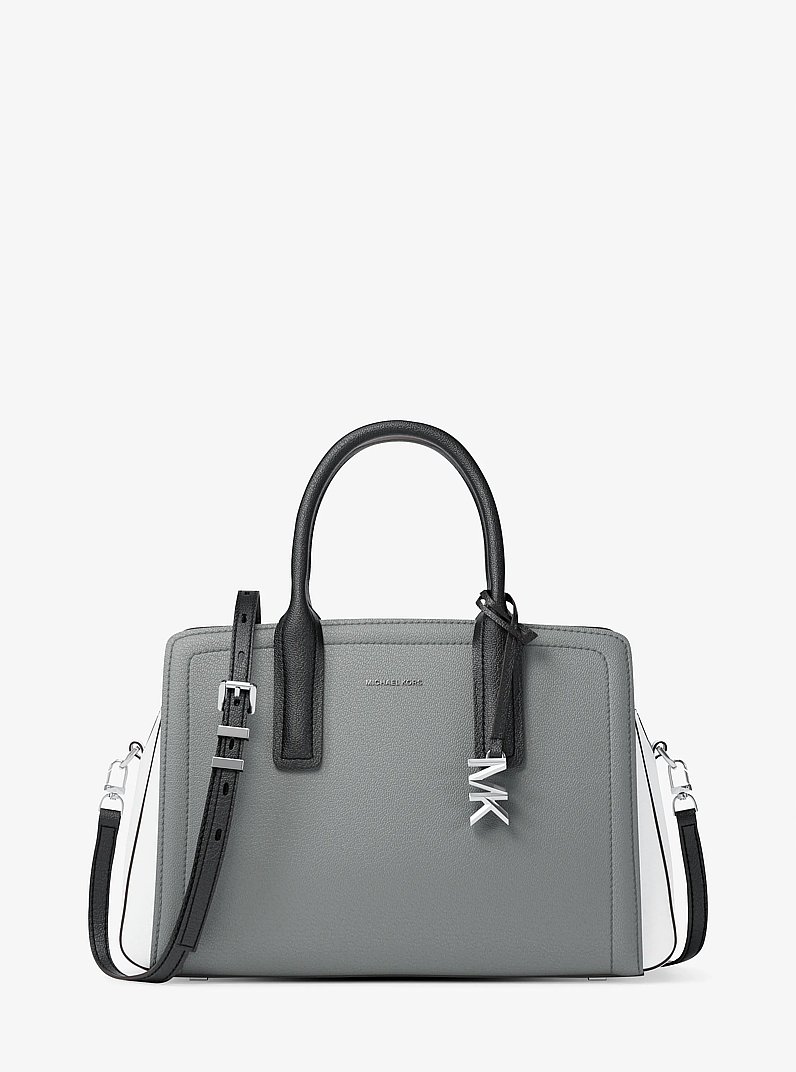 Laila Medium Color-Block Leather Satchel in STORM MULTI | Michael Kors