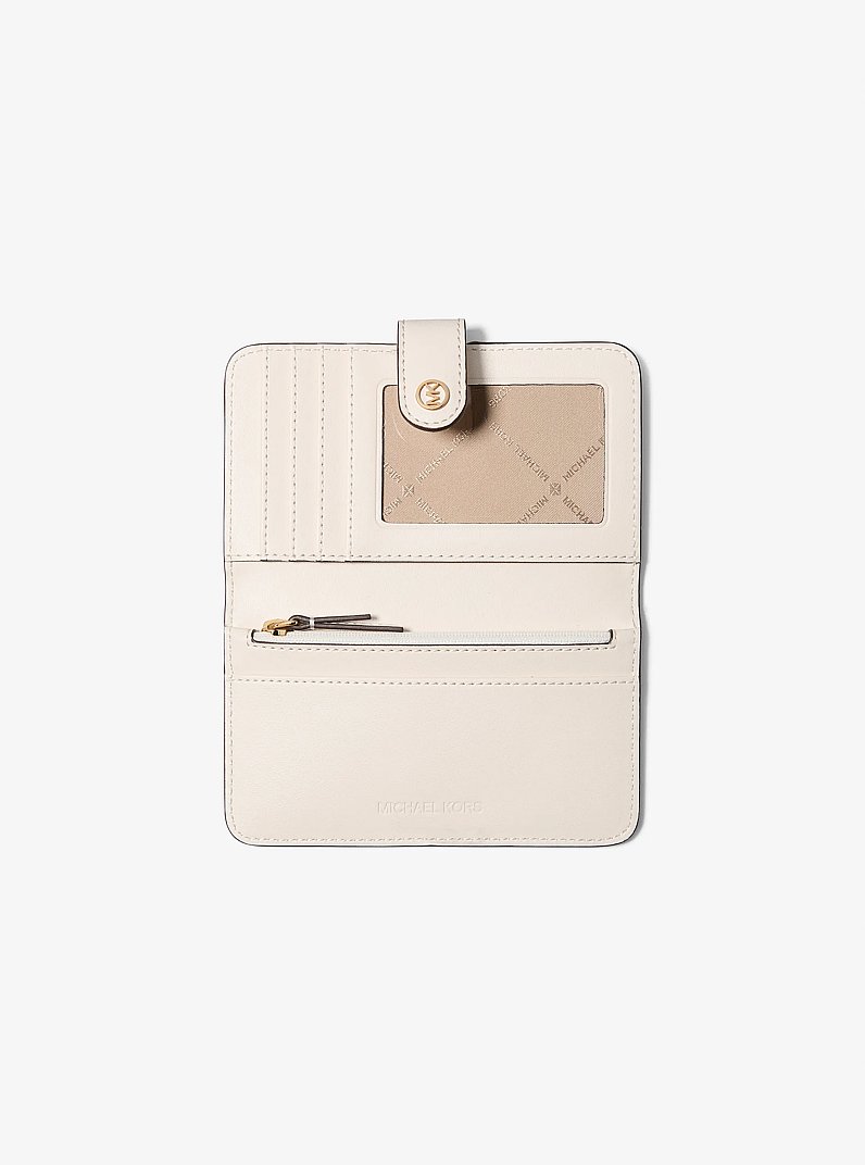 Jet Set Travel Medium Pebbled Leather Billfold Wallet in CR&Egrave;ME L&Eacute;GER | Michael Kors