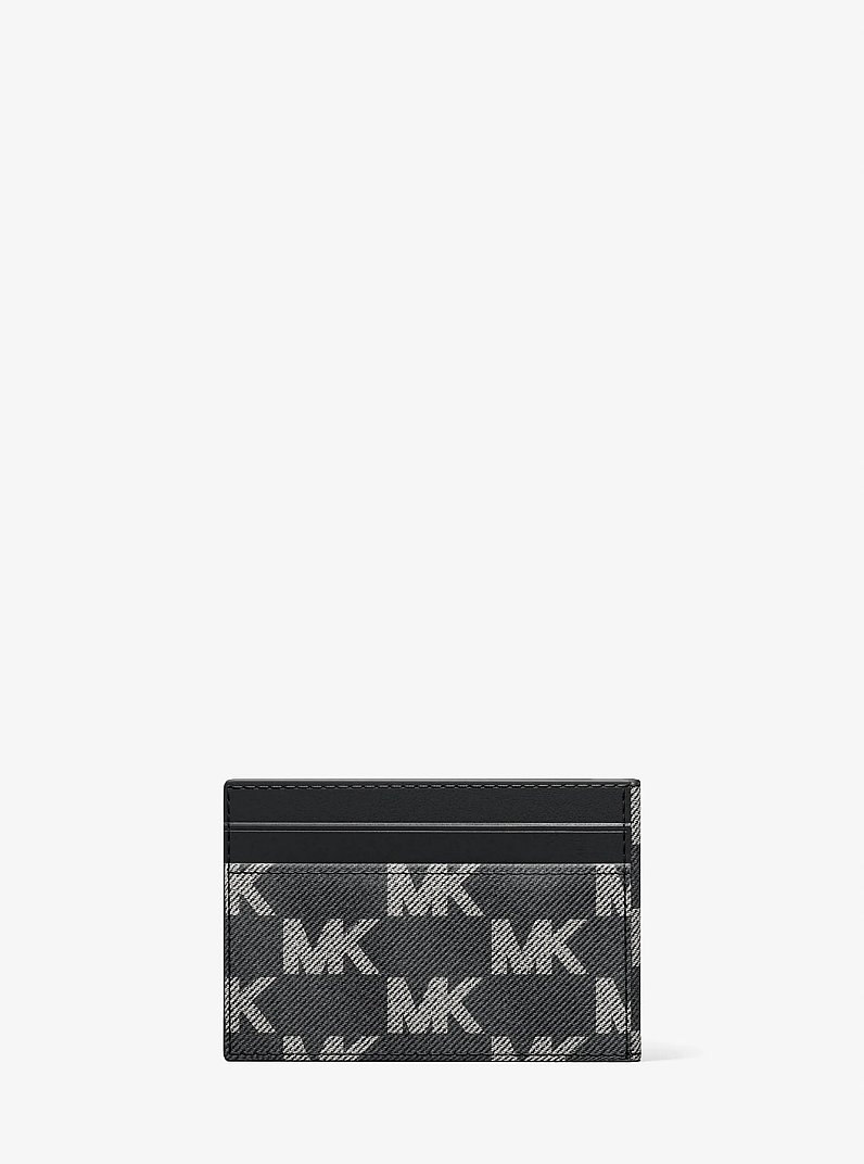 Cooper Medium Logo Jacquard Denim Wallet in BLACK WASH | Michael Kors