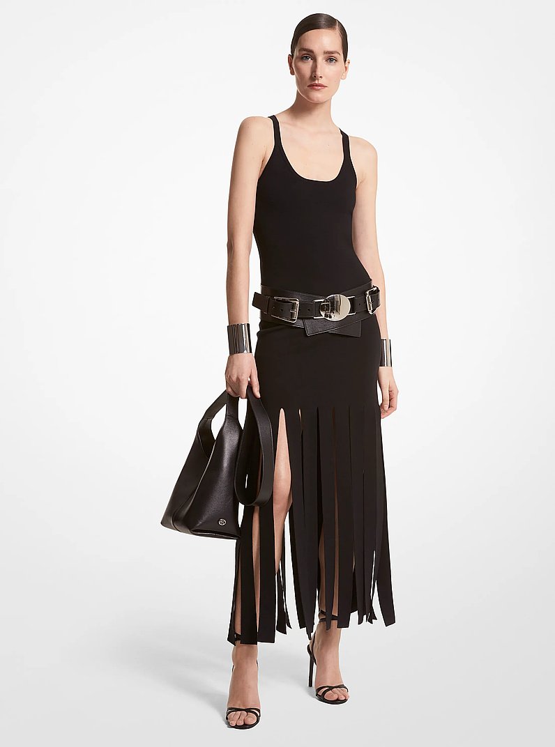 Vestido de mezcla de lana con cintas in NEGRO | Michael Kors