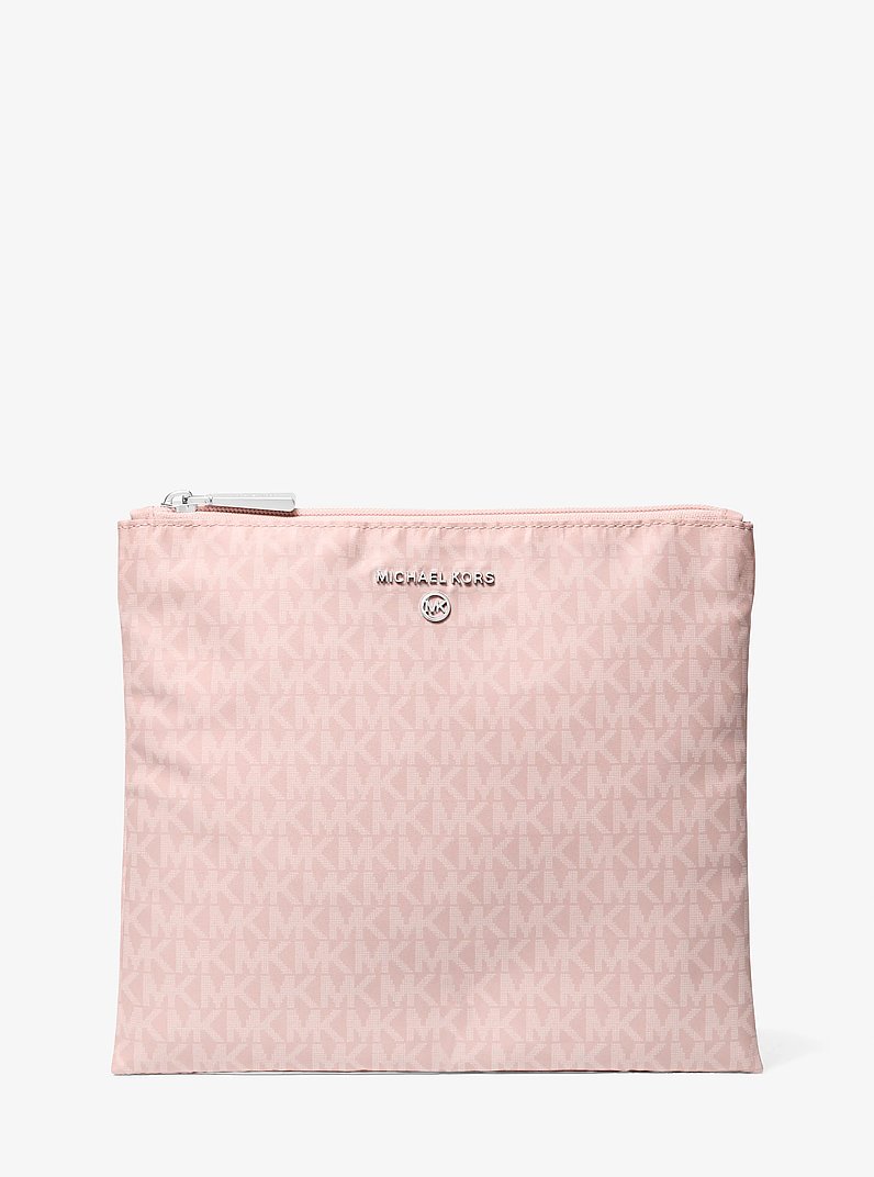 Jet Set Travel Large Signature Logo Print Woven Tote Bag in SMOKEY ROSE | Michael Kors