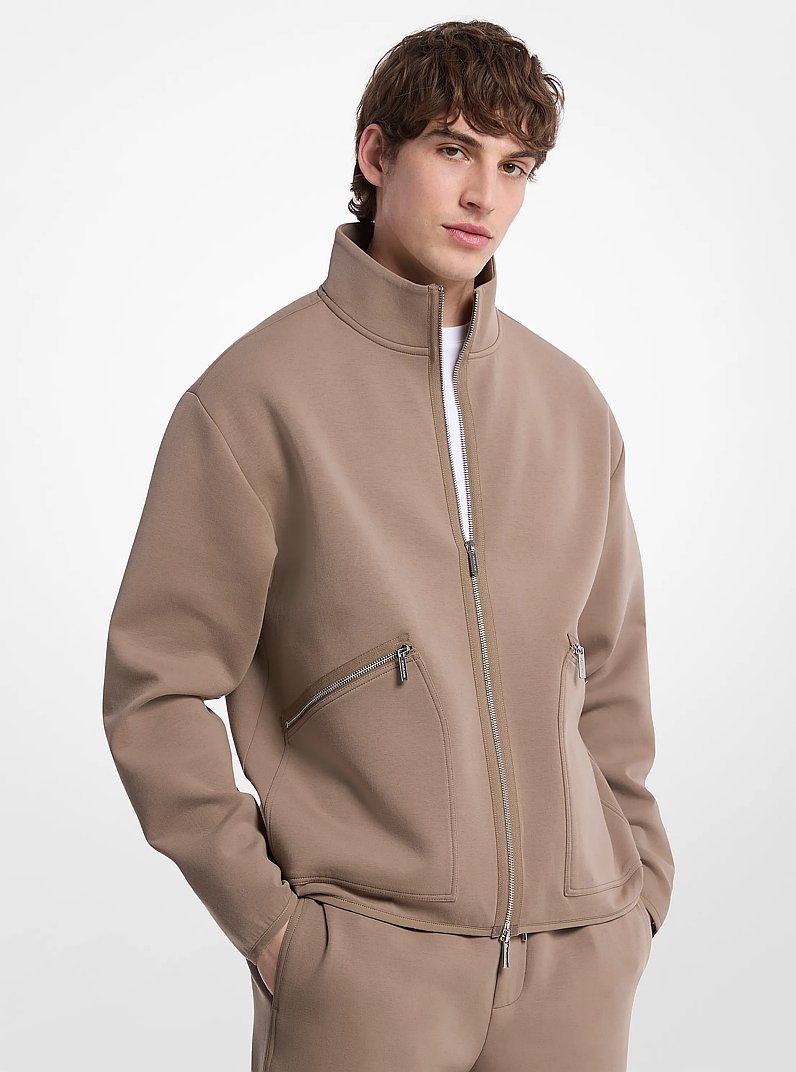 Cotton Blend Zip-Up Jacket in CHESTNUT | Michael Kors