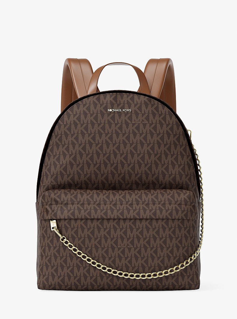Slater Medium Signature Logo Backpack in BROWN | Michael Kors