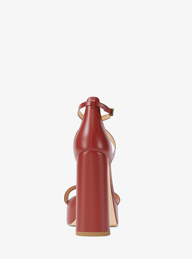 Cami Leather Platform Sandal in CRIMSON | Michael Kors
