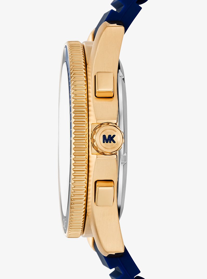 Montre Maritime surdimensionn&eacute;e de ton or et en silicone in BLEU MARINE | Michael Kors