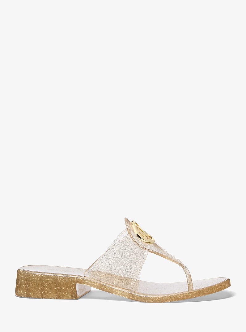 Hannah Glitter Jelly Thong Sandal in PALE GOLD | Michael Kors