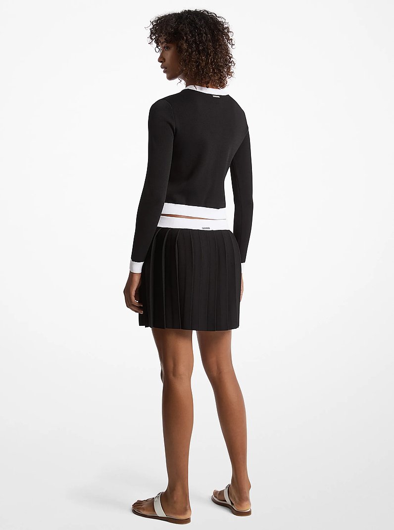 Pleated Stretch Knit Skirt in BLACK | Michael Kors