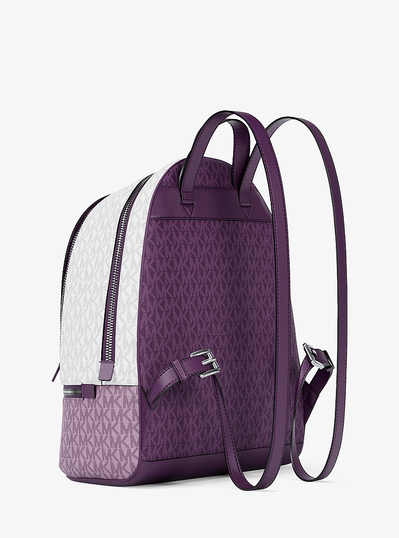wmmw バックパック　[navy x pink logo] Rhea Medium Color-Block Signature Logo Backpack in DARK PURPLE ML