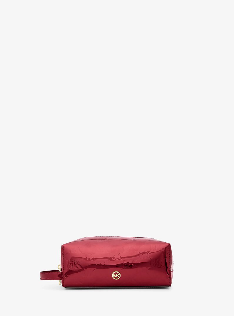 Jet Set Medium Metallic Logo Debossed Travel Kit in CHERRY | Michael Kors