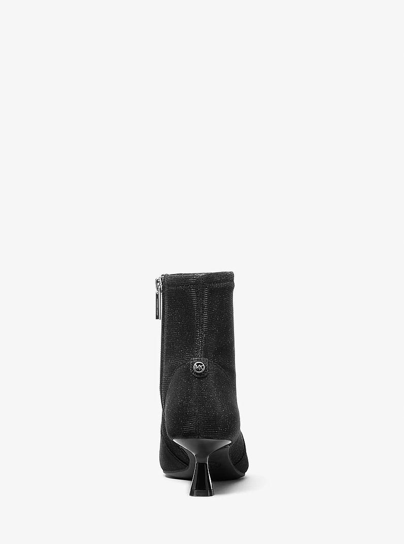 Amali Glitter Chain-Mesh Kitten Boot in BLACK | Michael Kors
