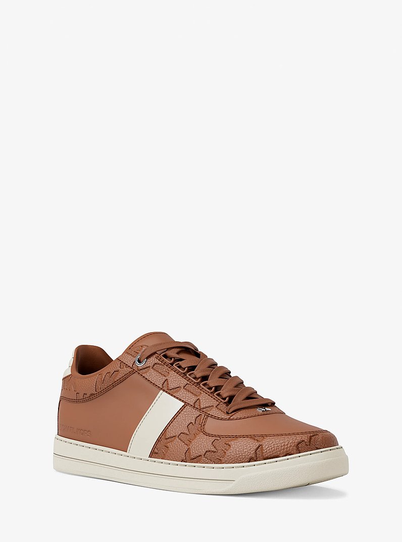 Brady Logo Embossed Leather Sneaker in LUGGAGE | Michael Kors