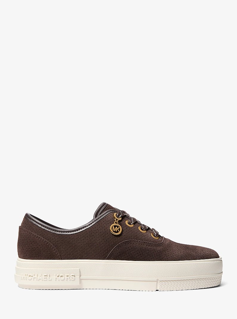 Lindsey Perforated Suede Platform Sneaker in CHOCOLATE | Michael Kors