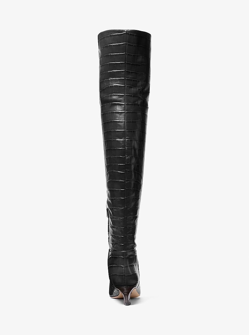 Botte Cosmo en cuir gaufr&eacute; &agrave; motif de crocodile in NOIR | Michael Kors