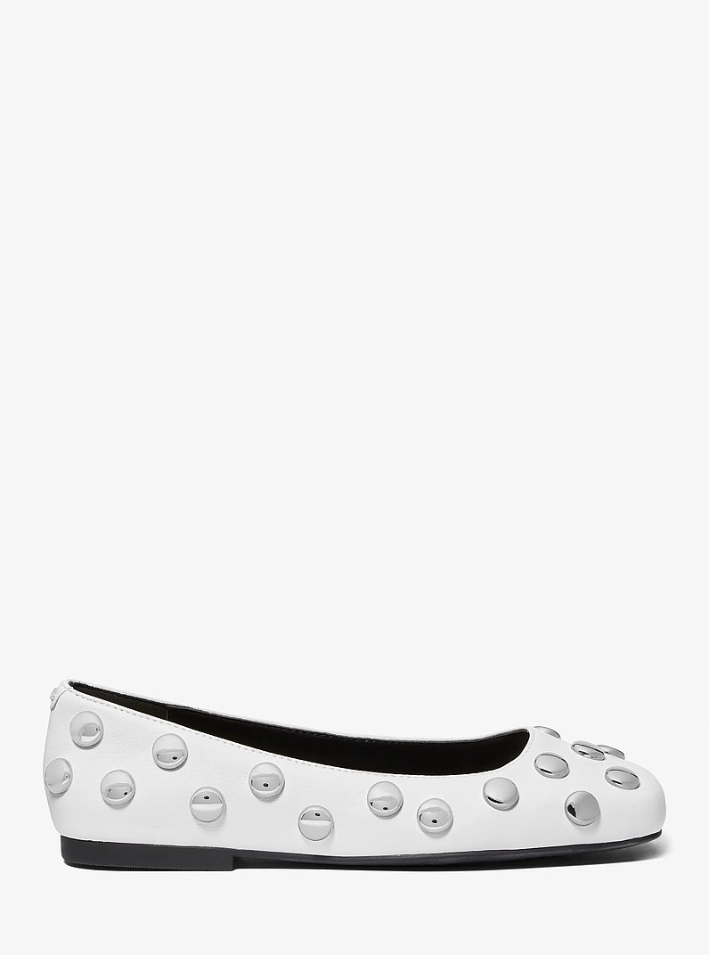 Matilda Studded Leather Ballet Flat in OPTIC WHITE | Michael Kors