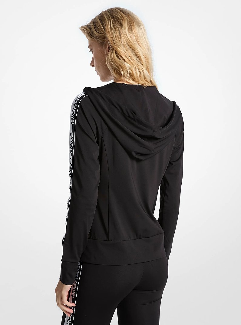 Logo Tape Zip-Up Hoodie in BLACK | Michael Kors