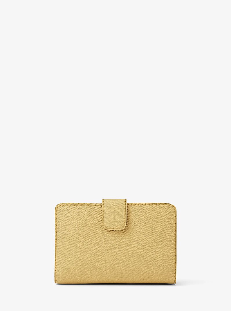 Medium Crossgrain Leather Wallet in HONEY | Michael Kors