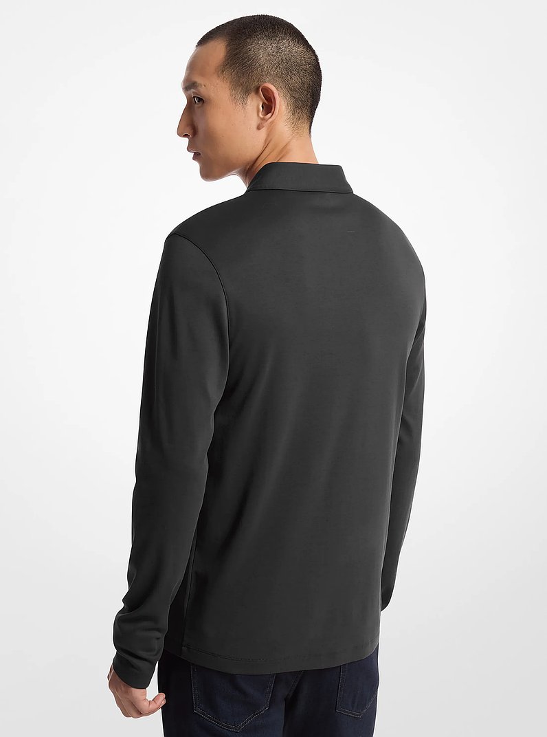 Polo in cotone a maniche lunghe in NERO | Michael Kors