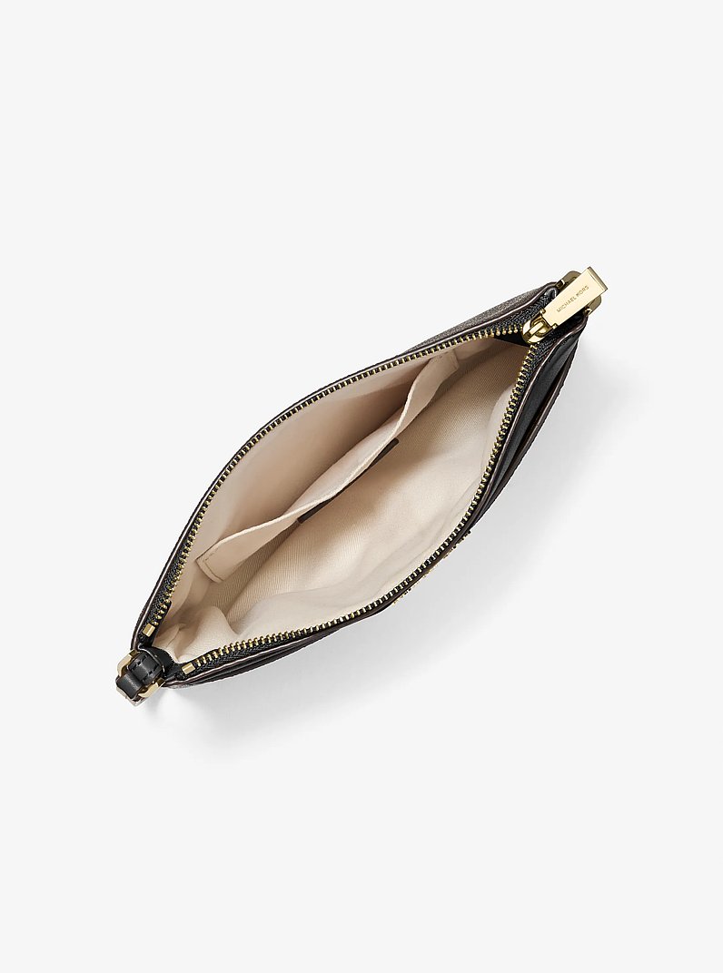 Jet Set Medium Signature Logo Wristlet in BROWN/BLK | Michael Kors
