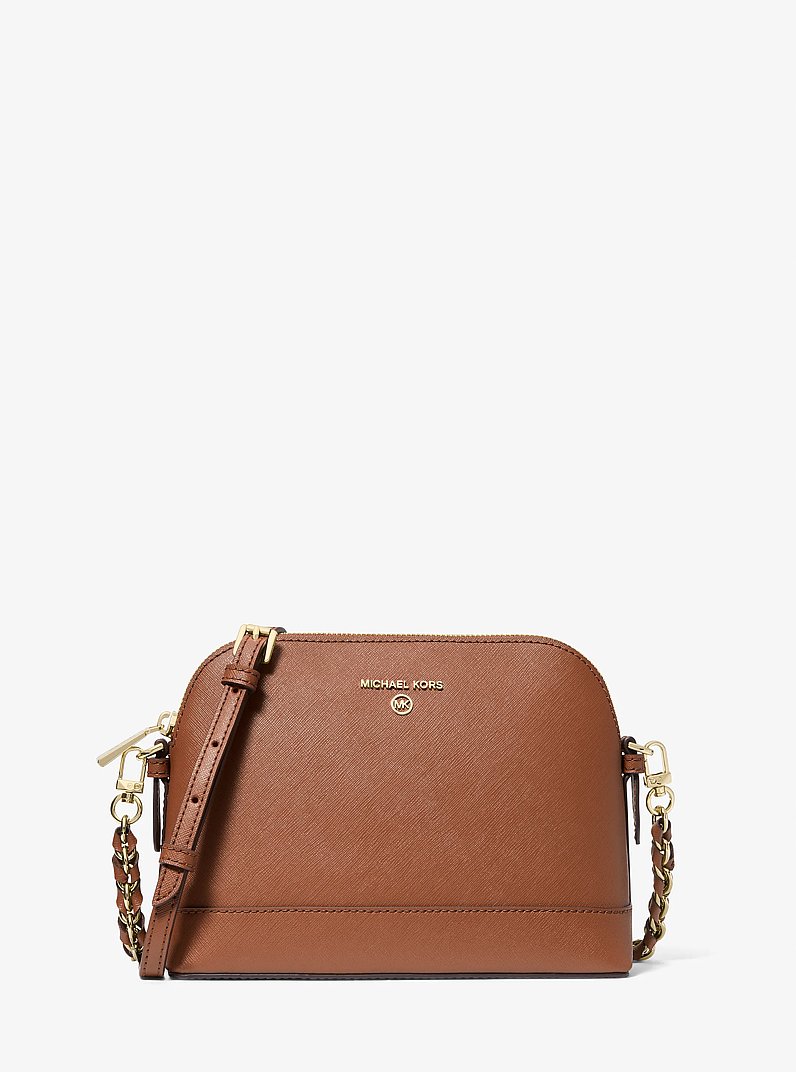 Large Saffiano Leather Dome Crossbody Bag in LUGGAGE | Michael Kors