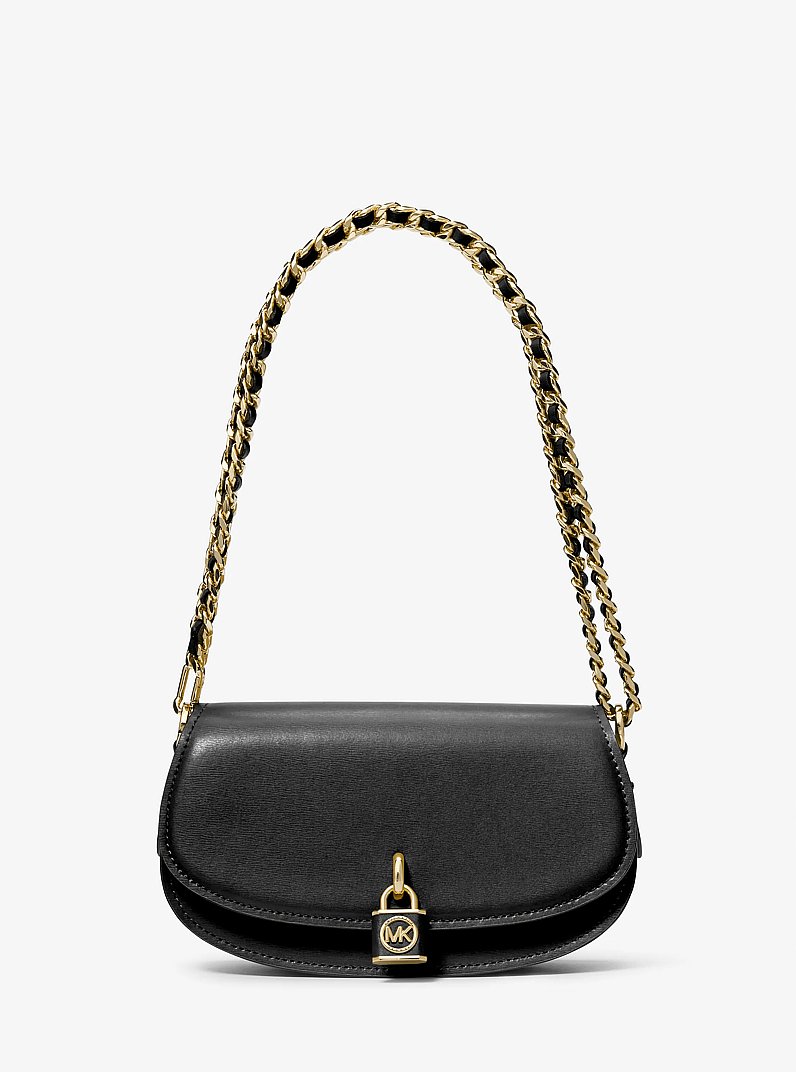 Mila Small Leather Shoulder Bag in BLACK | Michael Kors