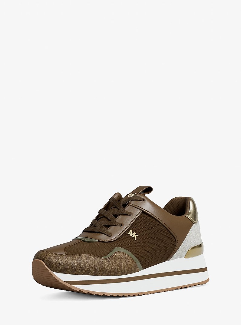 Sneaker Raina in mesh color-block e stampa logo in LODEN | Michael Kors