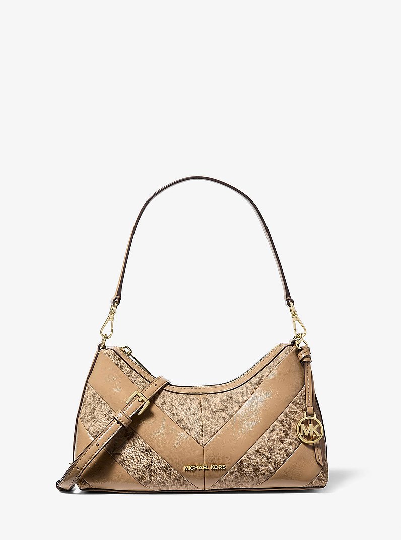 Sammy Small Smooth and Signature Logo Convertible Crossbody Bag in CAMEL | Michael Kors