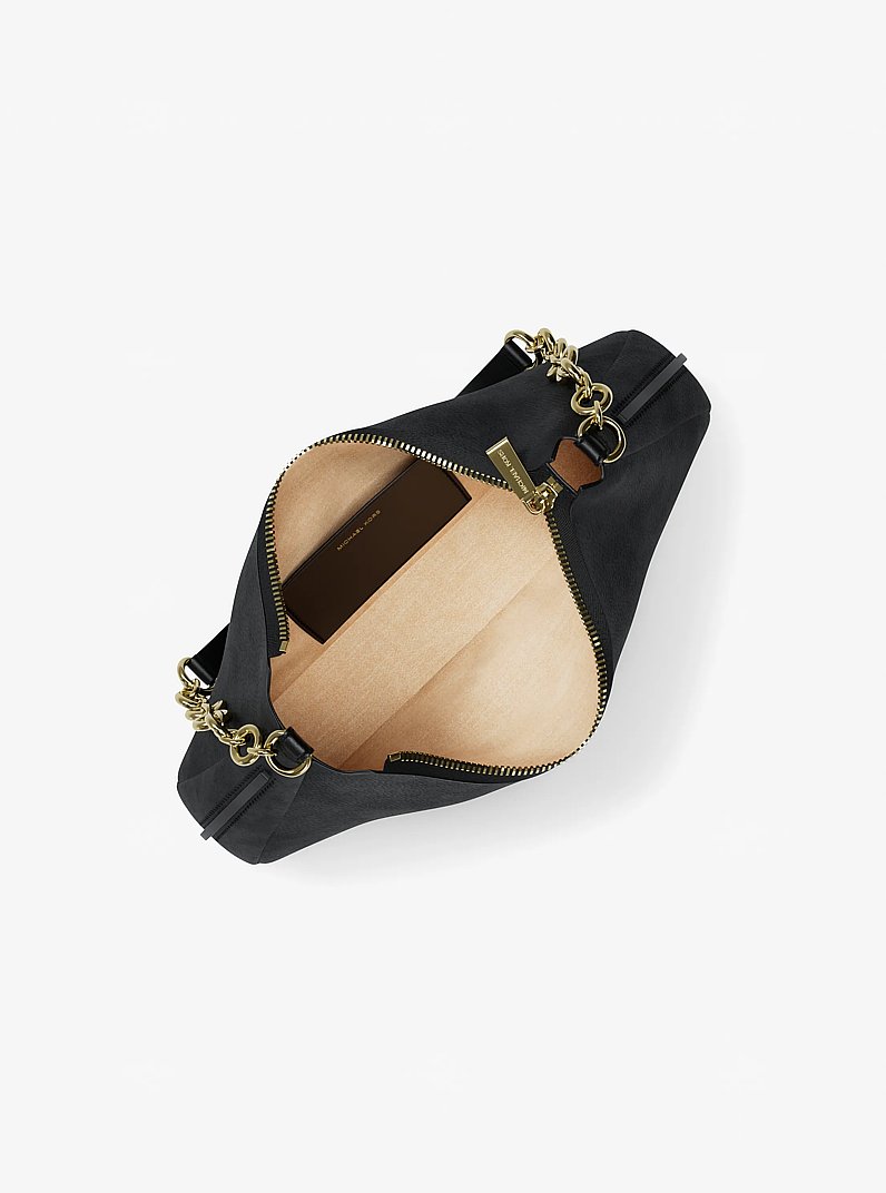 Pochette Nolita media in nabuk con catena in NERO | Michael Kors