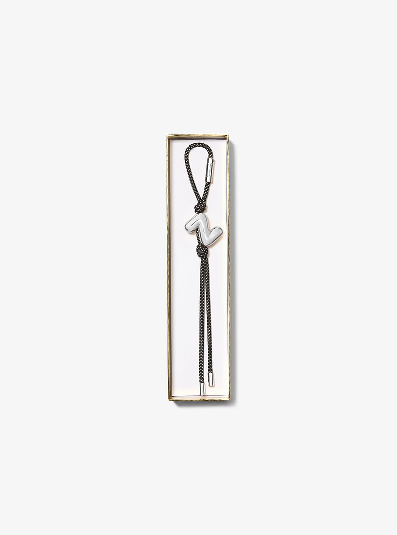 Initial Silver-Tone and Speckled Cord Bag Charm in SH RHODIUM | Michael Kors