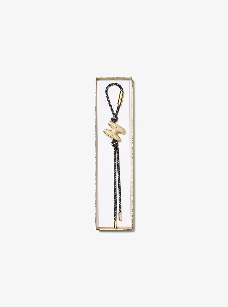 Initial Gold-Tone and Speckled Cord Bag Charm in 18K GOLD | Michael Kors