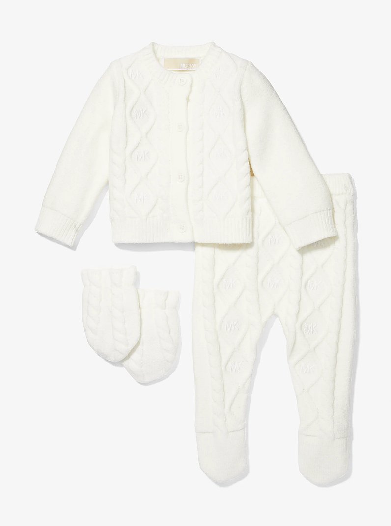 Cable Knit 3-Piece Baby Gift Set in CREAM | Michael Kors