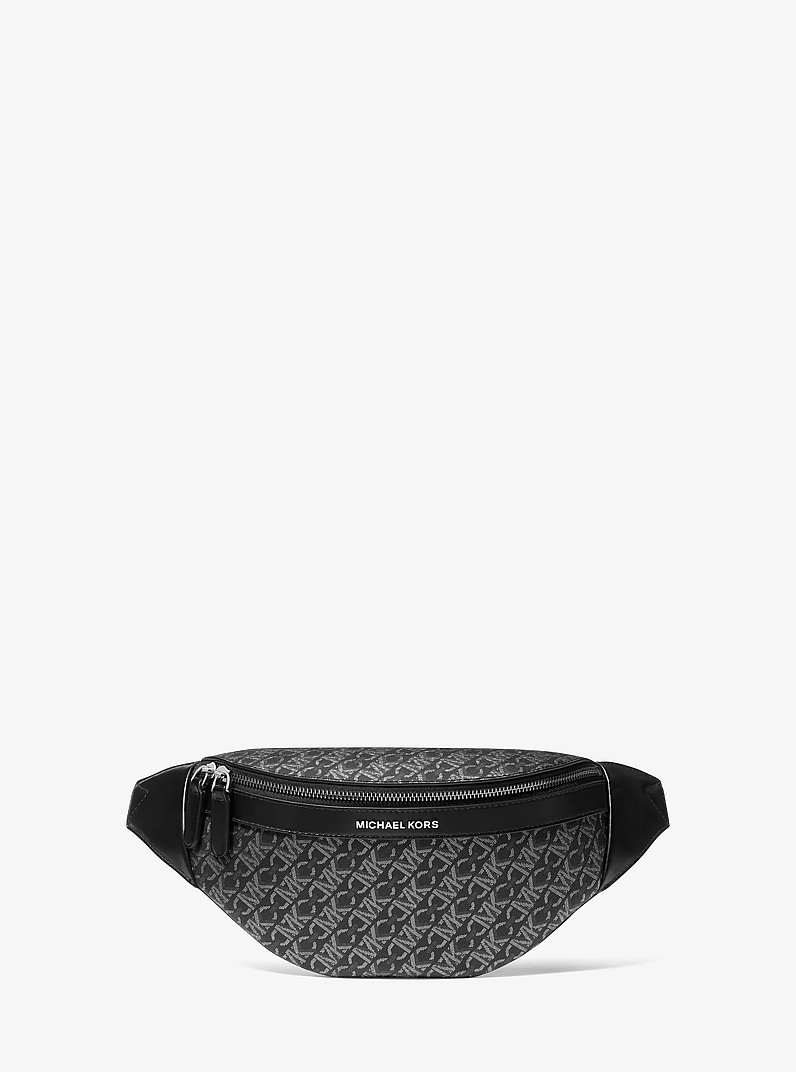 Hudson Empire Signature Logo Sling Pack in BLACK/SILVER | Michael Kors