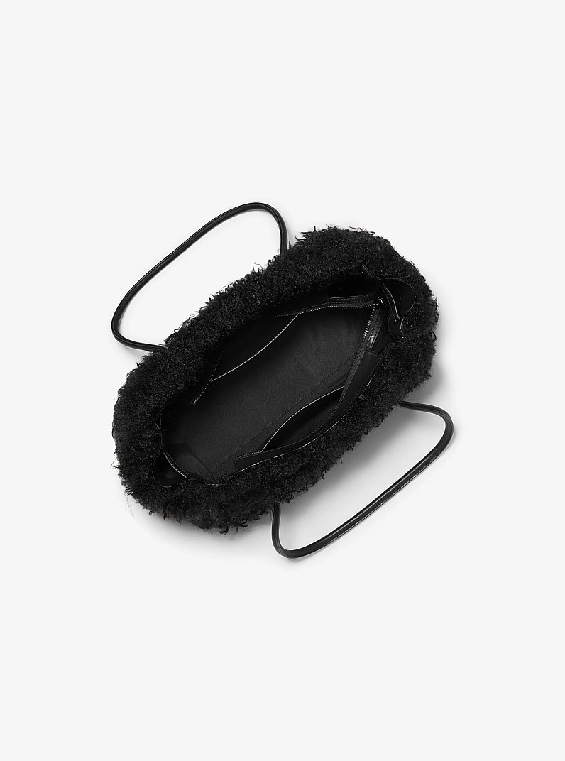 Hamilton Moderne Small Faux Shearling Satchel in BLACK | Michael Kors