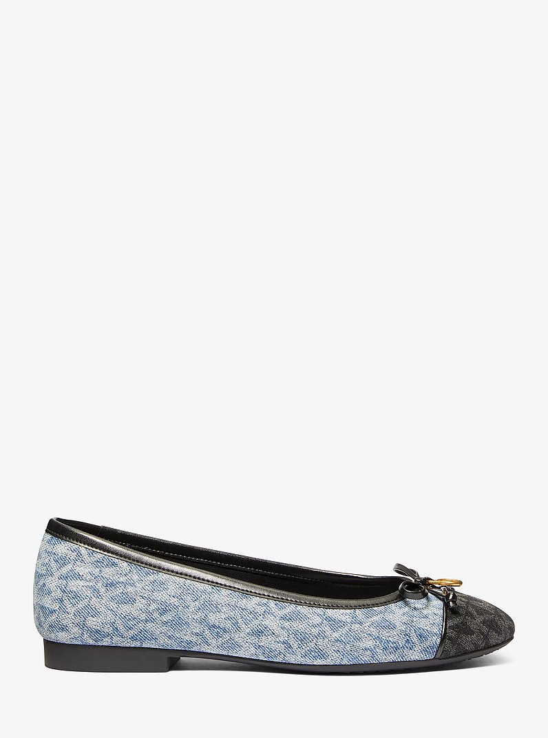 Ballerina Piper Flex in denim con stampa logo in BIANCO/ROSA INTENSO | Michael Kors
