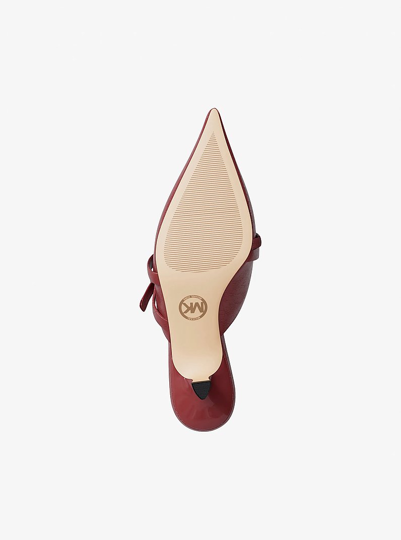 Yvette Crackled Kitten Mule in MAROON | Michael Kors