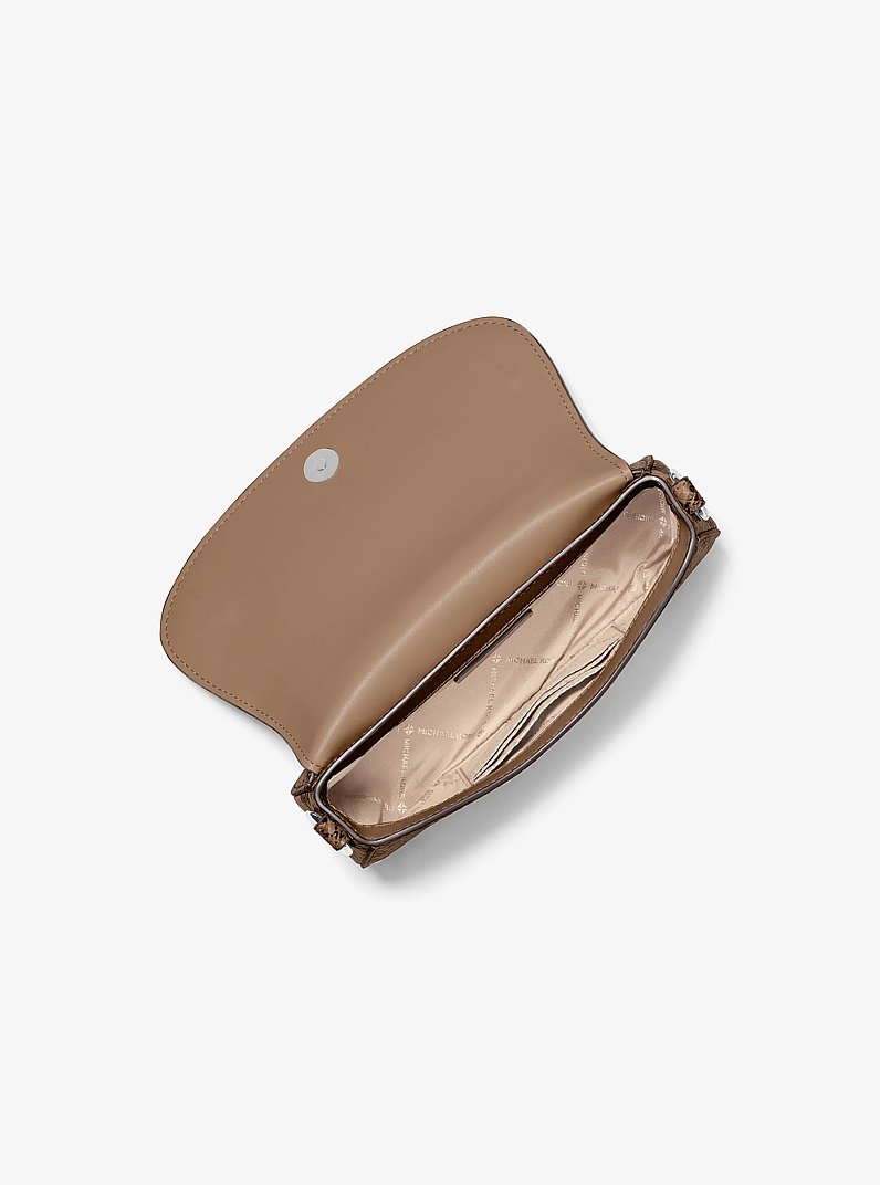 Mila Small Snake Embossed Convertible Crossbody Bag in DRIFTWOOD | Michael Kors