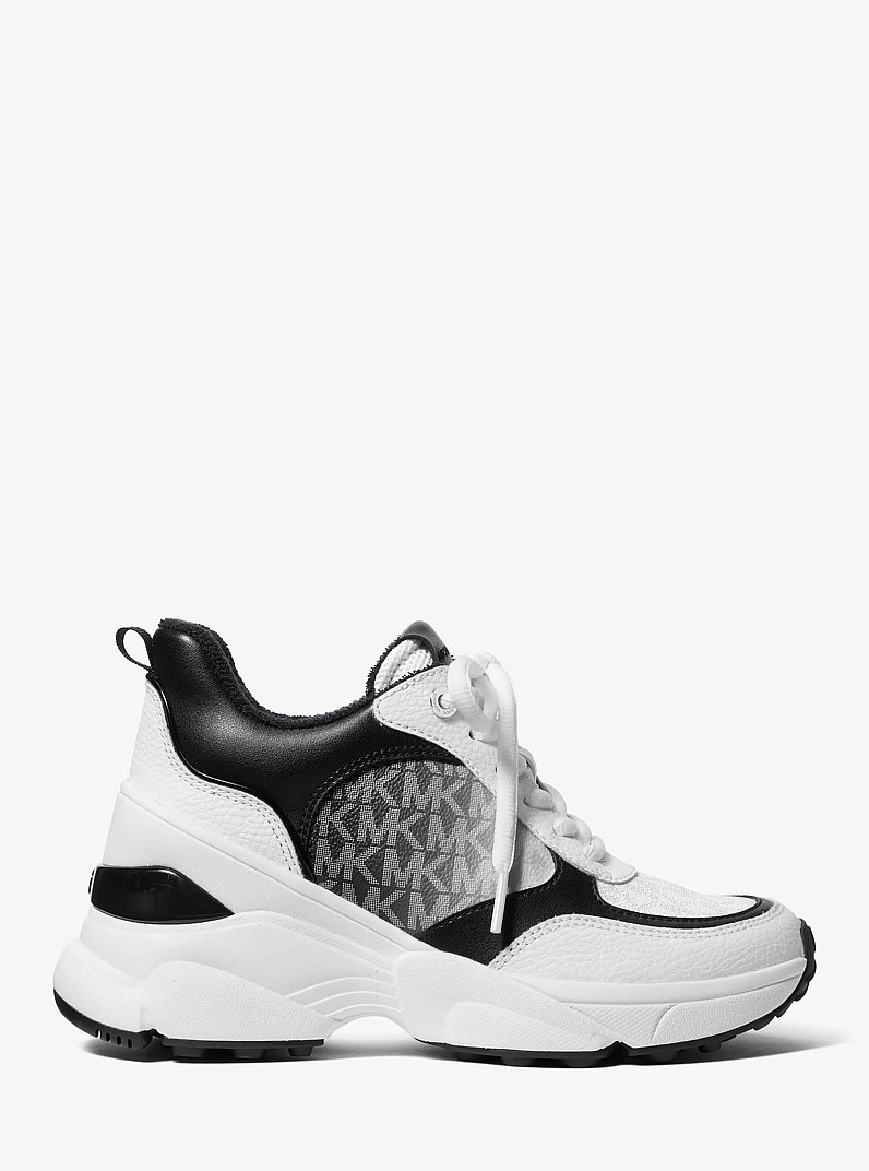 Katrina Mixed-Media Trainer in BLACK | Michael Kors