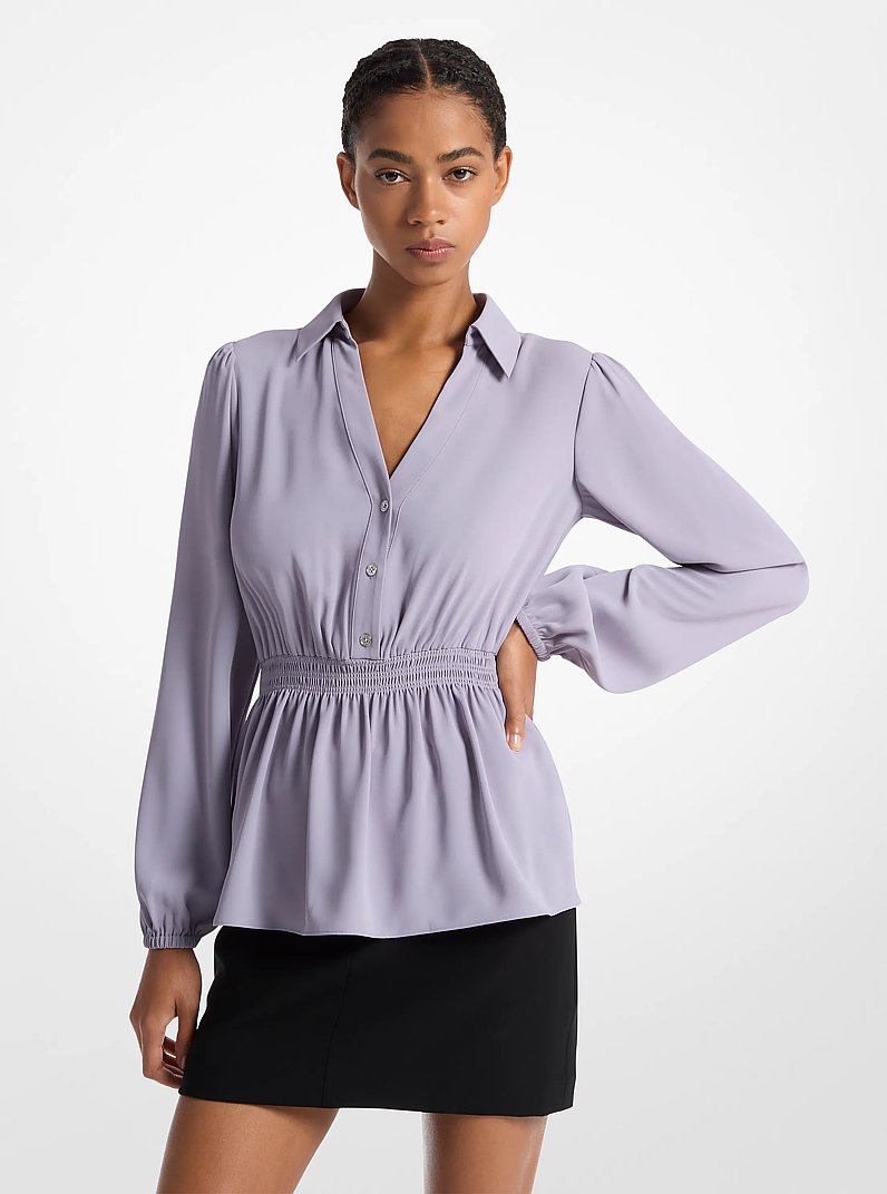 Crepe Button-Down Shirt in SWEET LILAC | Michael Kors