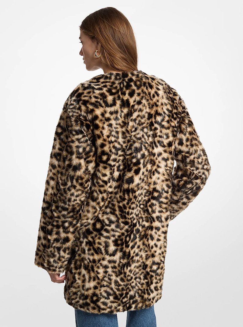 Leopard Faux Fur Coat in DARK CAMEL | Michael Kors
