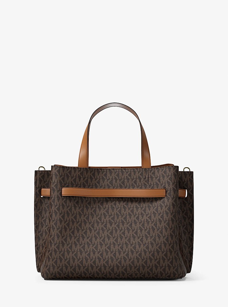 Emilia Medium Signature Logo Satchel in BRN/ACORN | Michael Kors