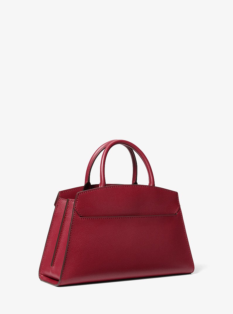 Greta Medium Leather Satchel in MAROON | Michael Kors